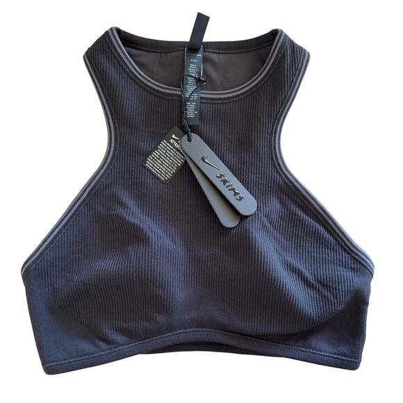 SKIMS Other - Nike x SKIMS Ribbed Seamless Racerneck Bra Obsidian Armor S NWT $54